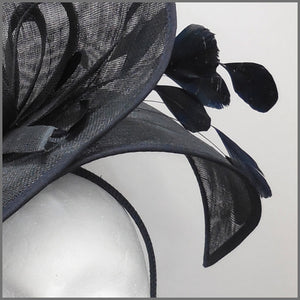 Dramatic Black Feather Disc Fascinator for Race Day