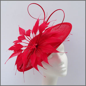 Dramatic Red Special Occasion Feather Hatinator