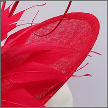 Load image into Gallery viewer, Dramatic Red Special Occasion Feather Disc Fascinator