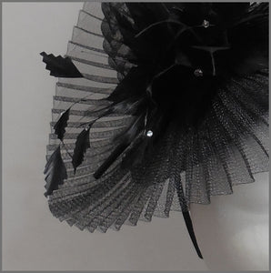 Elegant Black Pleated Occasion Feather Fascinator