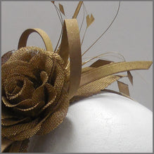Load image into Gallery viewer, Elegant Formal Antique Gold Flower Fascinator