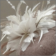 Load image into Gallery viewer, Elegant Latte &amp; White Pearl Cocktail Party Fascinator