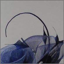 Load image into Gallery viewer, Elegant Navy Blue Floral Rose Formal Fascinator
