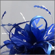 Load image into Gallery viewer, Royal Ascot Disc Fascinator in Navy, Blue &amp; White