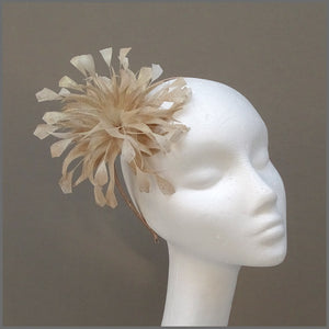 Feather Flower Occasion Fascinator in Champagne Gold