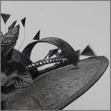 Load image into Gallery viewer, Floral Black Hatinator on Headband for Derby Day