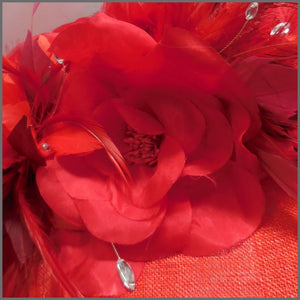 Floral Red Disc Fascinator for Derby/Ladies Day