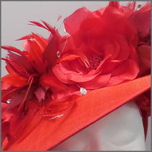 Load image into Gallery viewer, Floral Red Disc Fascinator for Derby/Ladies Day