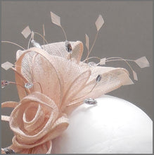 Load image into Gallery viewer, Floral Rose Wedding Guest Fasscinator in Blush/Nude