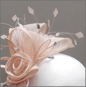 Floral Rose Wedding Guest Fasscinator in Blush/Nude