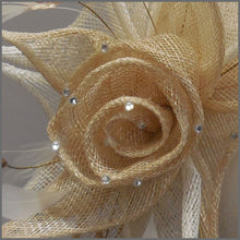 Load image into Gallery viewer, Floral Rose Wedding Headpiece in Champagne &amp; White