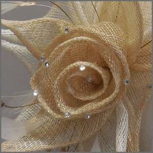 Floral Rose Wedding Headpiece in Champagne & White