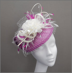 Floral Wedding Disc Fascinator in Peony Pink & Ivory