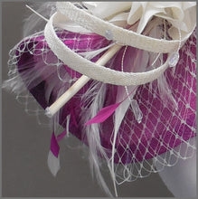 Load image into Gallery viewer, Floral Wedding Disc Fascinator in Peony Pink &amp; Ivory
