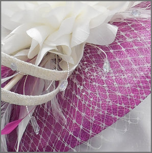Floral Wedding Disc Fascinator in Peony Pink & Ivory