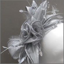 Load image into Gallery viewer, Floral Wedding Fascinator in Metallic Silver