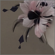 Load image into Gallery viewer, Floral Wedding Fascinator in Pale Pink &amp; Navy Blue
