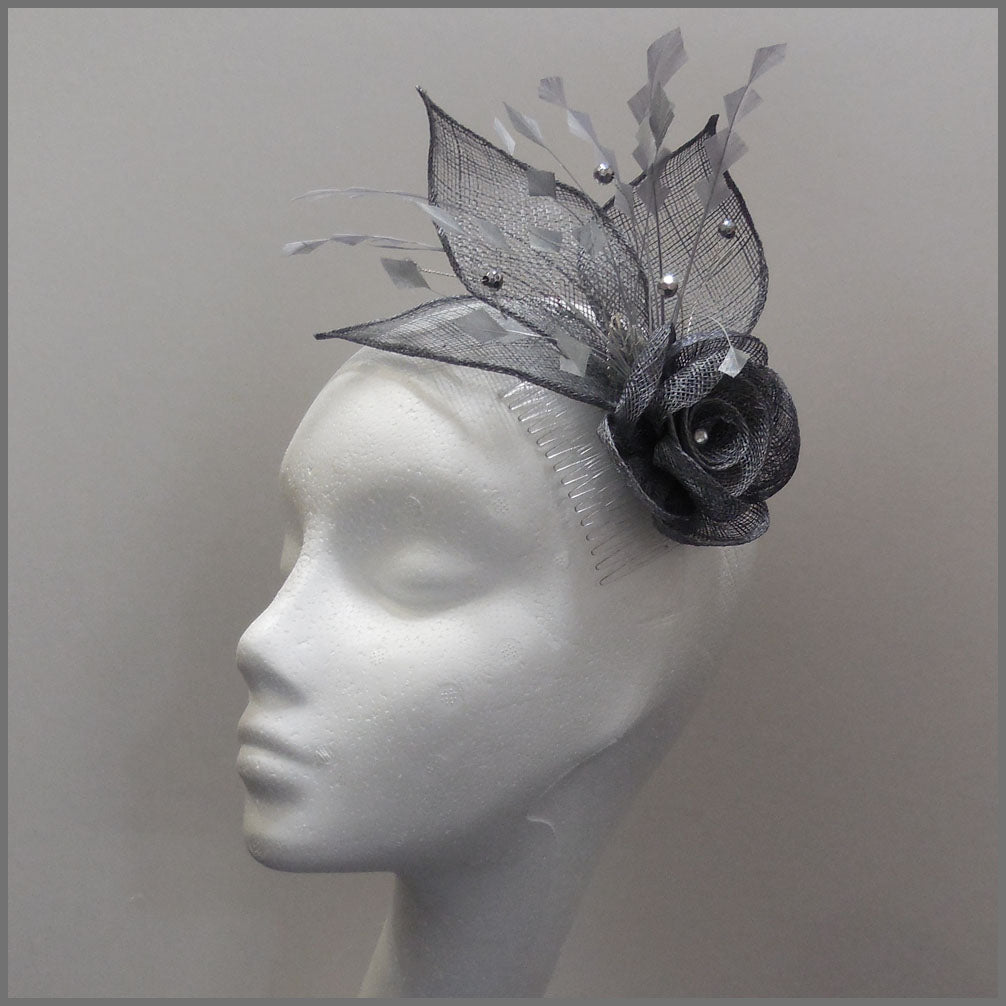 Macy Fascinator Dark Grey