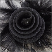Load image into Gallery viewer, Black Feather Crinoline Fascinator for Ladies Day