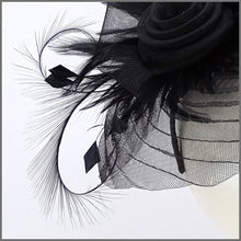 Load image into Gallery viewer, Black Pleated Crinoline Headpiece for Formal Event