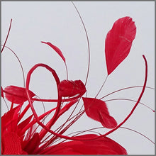 Load image into Gallery viewer, Red Rose Mini Disc Feather Fascinator on Headband