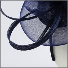 Load image into Gallery viewer, French Navy Occasion Disc Fascinator on Headband