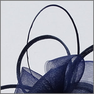 French Navy Blue Occasion Disc Fascinator with Loops