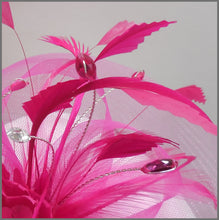 Load image into Gallery viewer, Fuchsia Pink Floral Rose Wedding Disc Fascinator