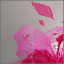 Load image into Gallery viewer, Fuchsia Pink Floral Rose Wedding Disc Fascinator