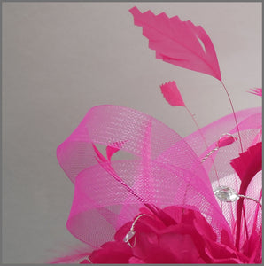 Fuchsia Pink Floral Rose Wedding Disc Fascinator