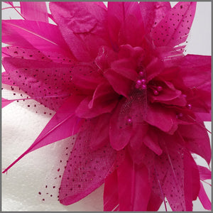 Fuchsia Pink Flower Fascinator for Wedding Event