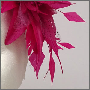 Fuchsia Pink Flower Fascinator on Headband