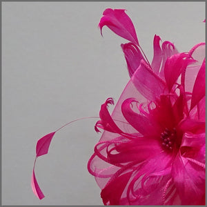Fuschia Pink Floral Feather Fascinator for Races