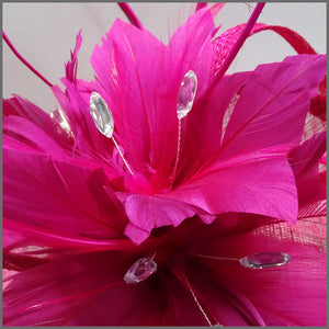 Fuschia Pink Occasion Flower Fascinator on Headband