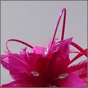 Fuschia Pink Occasion Flower Fascinator on Headband