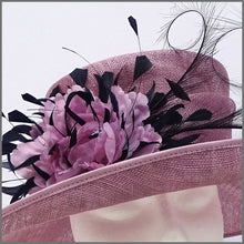 Load image into Gallery viewer, Heather Pink &amp; Navy Mother of the Bride Wedding Hat