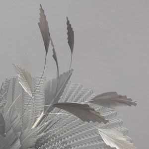 Elegant Pleated Crinoline Occasion Fascinator in Silver