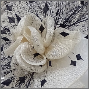 Ivory & Navy Flower Hatinator for Ladies Day