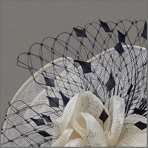 Ivory & Navy Flower Hatinator for Ladies Day