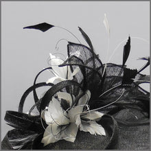 Load image into Gallery viewer, Ladies Day Classic Black &amp; White Flower Hatinator