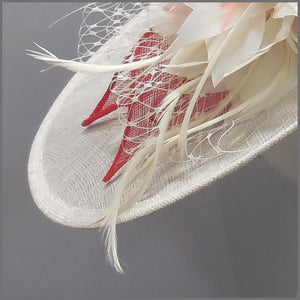 Ladies Day Flower Hatinator in Coral Pink & White