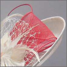 Load image into Gallery viewer, Ladies Day Flower Hatinator in Coral Pink &amp; White