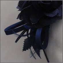 Load image into Gallery viewer, Ladies Day Navy Blue Flower Feather Headpiece