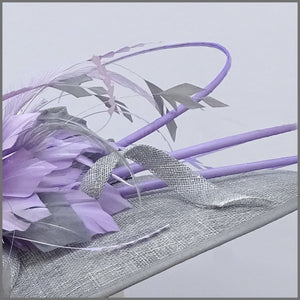 Metallic Silver & Lilac Feather Hatinator for Ladies Day