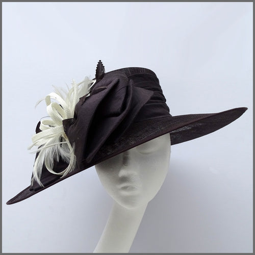Ladies Race Day Hat in Chocolate Brown & Ivory