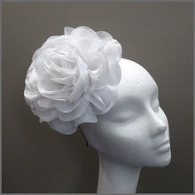 Load image into Gallery viewer, Large Elegant White Flower Occasion Fascinator