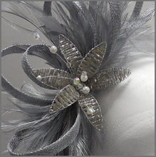 Load image into Gallery viewer, Large Formal Silver Crystal Flower Fascinator