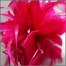Load image into Gallery viewer, Large Fuschia Pink Feather Flower Fascinator Headband