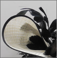 Load image into Gallery viewer, Large Ivory &amp; Black Feather Hatinator for Ascot