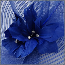 Load image into Gallery viewer, Large Unique Cobalt Blue Ladies Day Flower Fascinator
